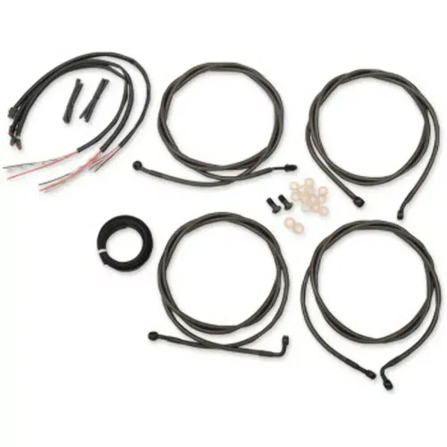 Complete Midnight Black Braided 18"-20" Handlebar Cable Kit Harley Touring 17-20