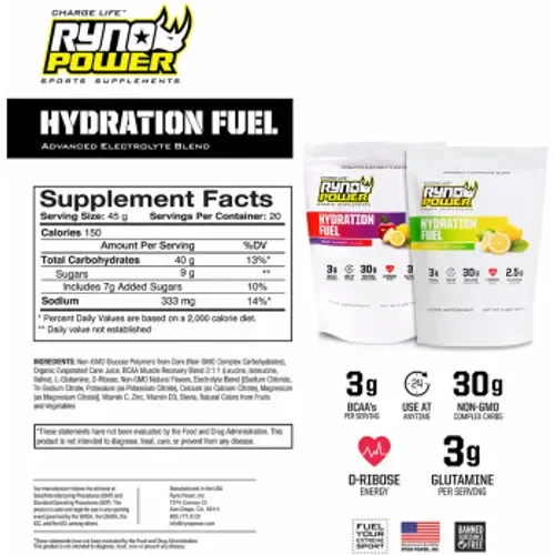 RYNO POWER Essentials Power Package - Hydration Fuel & Protein Powder CHOC/LIME