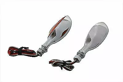 Chrome Eagle Eye Amber Marker Lamp Set for Harley Davidson by V-Twin