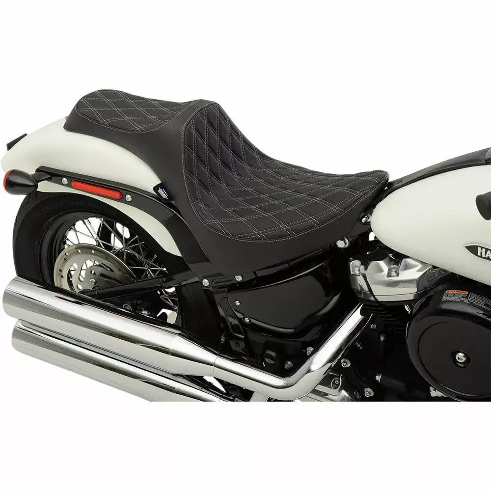 Drag Specialties Silver Diamond Predator III 2-Up Seat 2018-19 Harley Softail