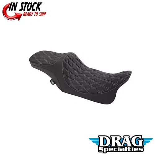 DRAG SPECIALTIES Predator III Seat Double Diamond Silver Thread 97-07 FLHR/FLHX