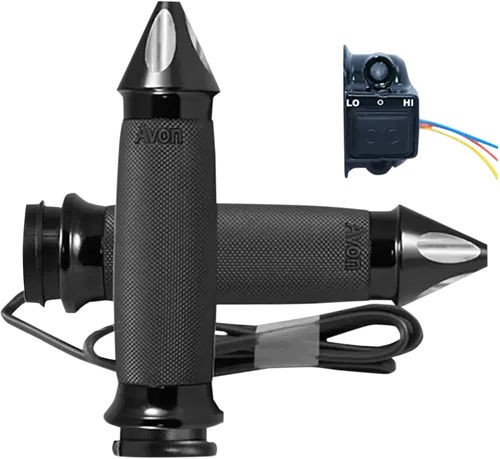 AVON GRIPS Heated Grips - Fits Custom Contour - Spike - TBW - Black