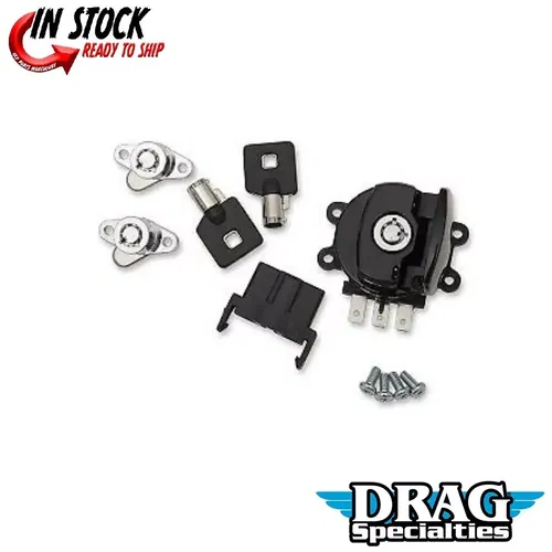 Drag Specialties 2106-0408 Black Side Hinge Ignition Switch & Saddlebag Lock Kit