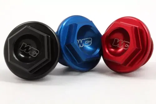 Works Connection Aluminum Oil Filler Plug Honda/Kawasaki/Yamaha Red 24-070