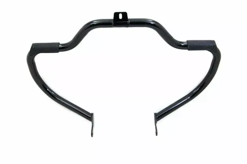 Black Front Engine Bar with Footpeg Pads for Harley Davidson by V-Twin