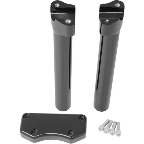 Drag Specialties Black 10" Tall Handlebar Risers Top Clamp Kit for Harley
