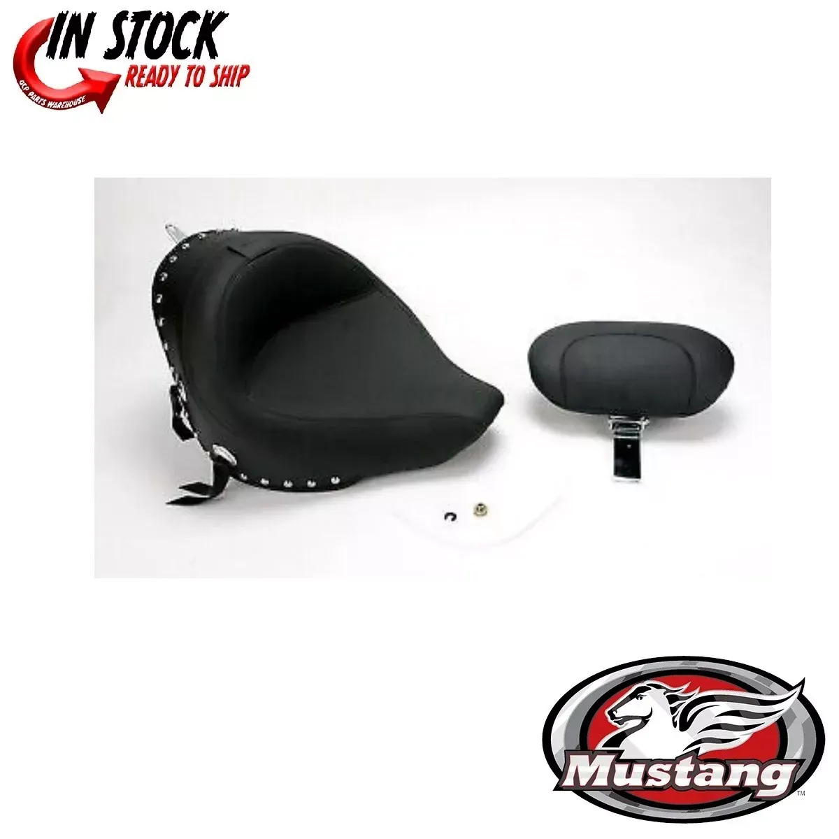 Mustang Studded Wide Solo Seat Removable Backrest Harley FLSTFI FXST 06-17