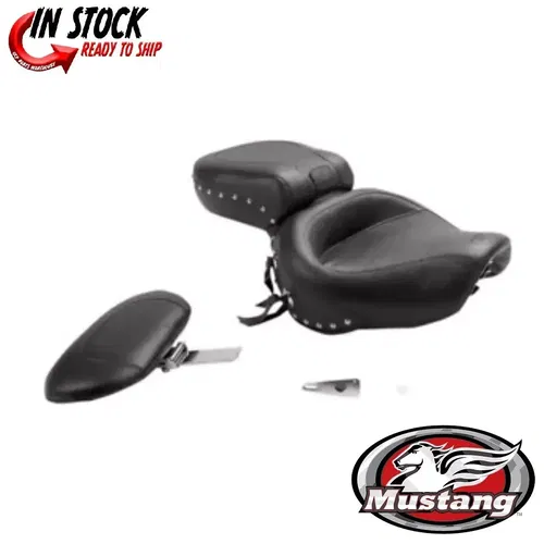Mustang Wide Touring One-Piece Seat with Driver Backrest Studded