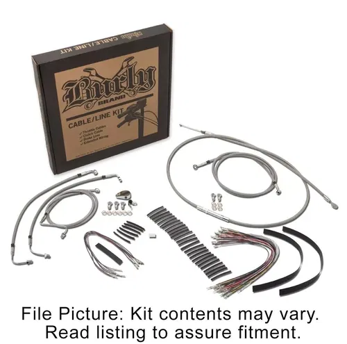 Burly Brand  Stainless Extended Cable Kit Harley 14-15 W/O ABS 13" Handlebars