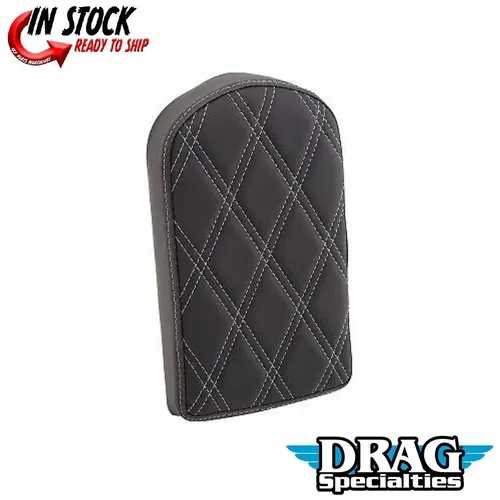 Drag Specialties Silver Diamond 10" Tall Backrest Pad for Harley Square Bar