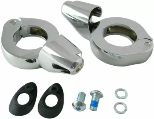 Chrome 39mm Front Turn Signal Relocation Kit for Harley Sportster & FXD Dyna
