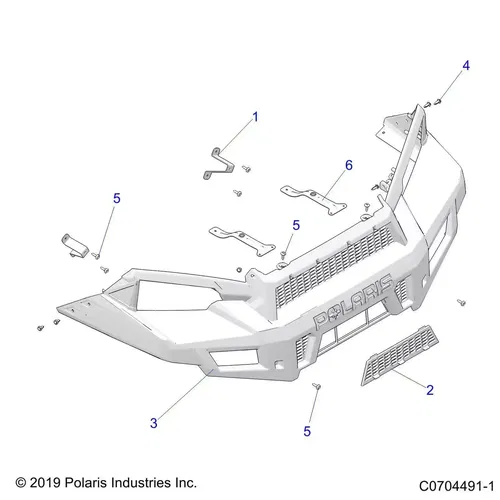 Polaris Front Fascia, Black, Genuine OEM Part 5439018-070, Qty 1