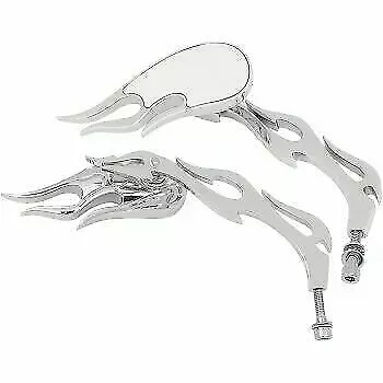 Drag Specialties Chrome Flame Style Die-Cast Pair of Mirrors for Harley