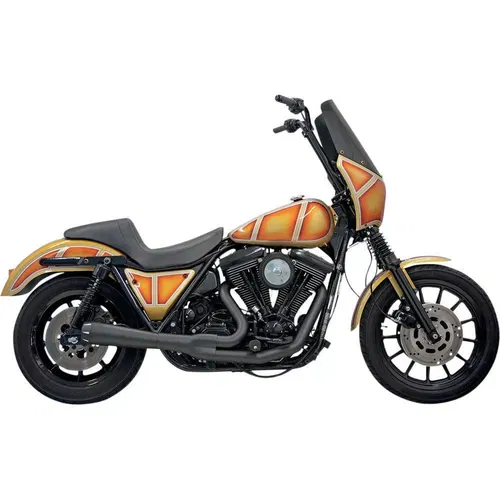 Bassani Short Road Rage Exhaust System 2-Into-1 for Harley FXR Black