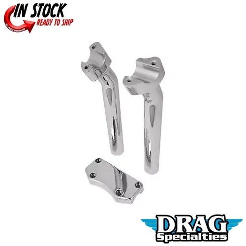 Drag Specialties 0602-0594 Chrome 9.5" Pullback Handlebar Riser & Top Clamp Kit
