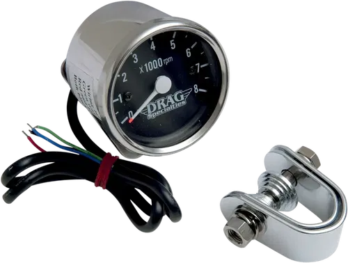 DRAG SPECIALTIES Fits 2.4" Mini Electronic 8000 RPM Tachometer - Chrome Housing