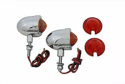 Chrome Egg Style Marker Lamp Set for Harley Davidson by V-Twin