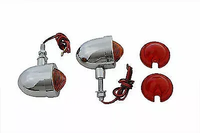 Chrome Egg Style Marker Lamp Set for Harley Davidson by V-Twin