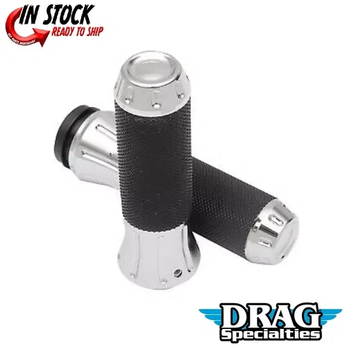 Drag Specialties Chrome Custom Hand Grips for Harley Electronic Throttle by Wire