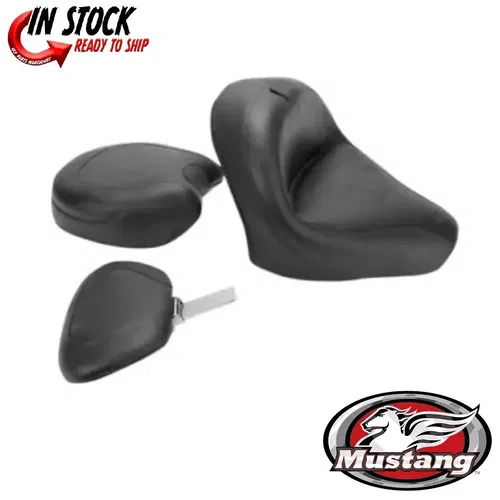 Mustang Wide Touring Two-Piece Seat w/DriverBackrest Vintage Honda VTX1300 02-09