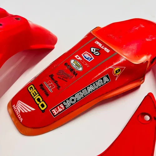 CR85 PLASTICS KIT SHROUDS FENDERS GEICO UFO HONDA CR 85 R RB (2003-2008)