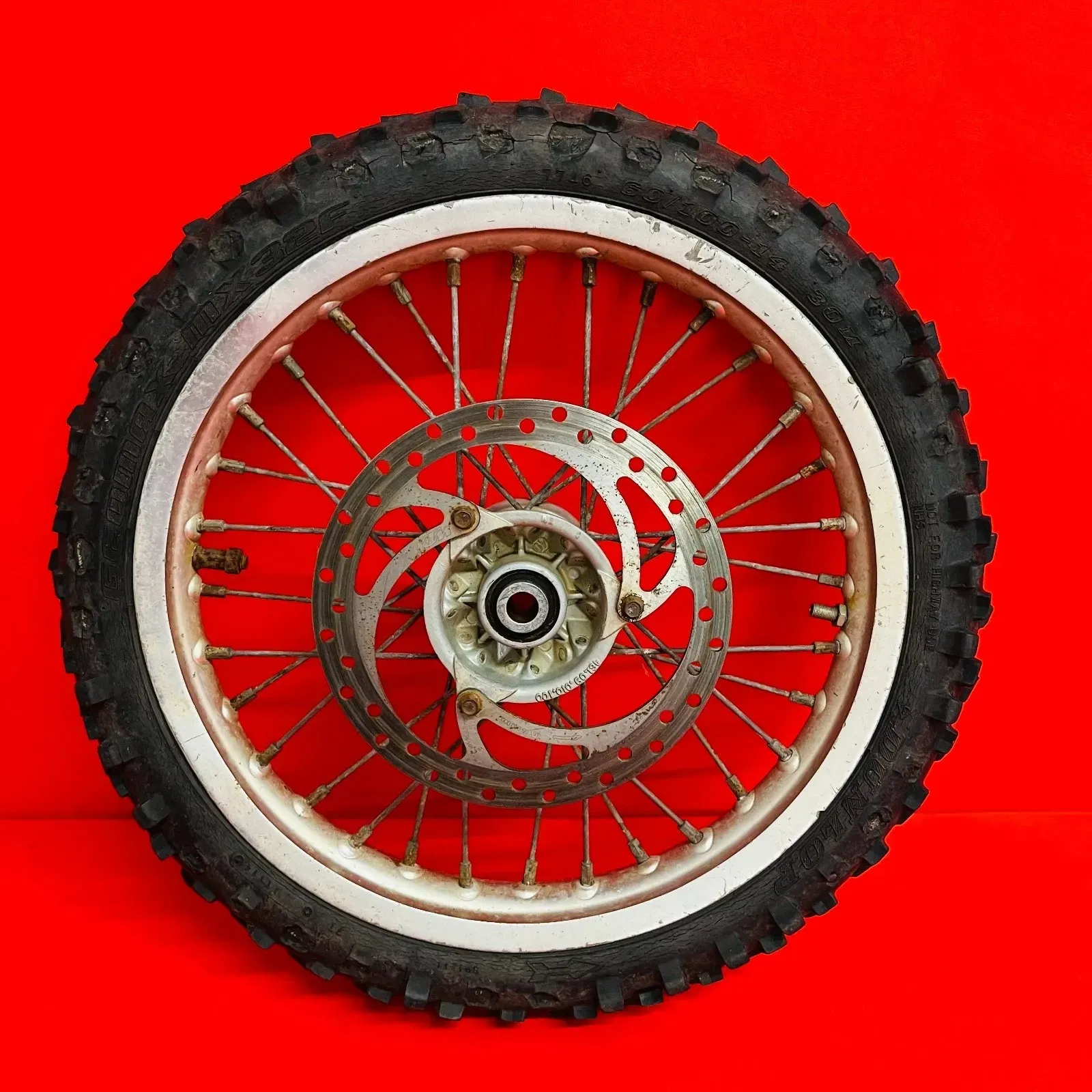 KTM65 FRONT WHEEL COMPLETE 14" RIM TIRE OEM GENUINE KTM 65 SX (2003-2008)