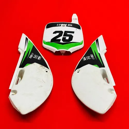 KX65 NUMBER PLATES KIT FRONT SIDE COVERS GENUINE OEM KAWASAKI RM KX 65 2000-2019