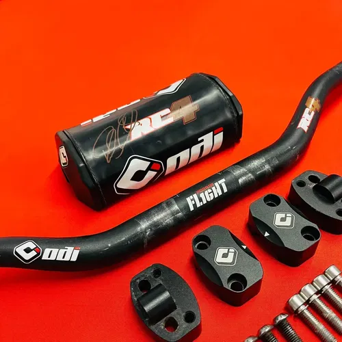 ODI Podium Flight RC4 Signature Motocross Handlebars W 1 1/8 Clamps, Bar Pad