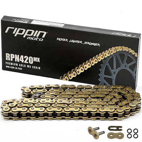 Rippin Moto RPN420MX Premium Gold MX O-Ring Chain for Surron Light Bee X, Segway X160 X260 & Talaria Sting