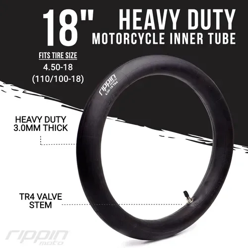 Rippin Moto 110/100-18 (4.50 x 18) Heavy Duty Motorycle Inner Tube 3mm Thick