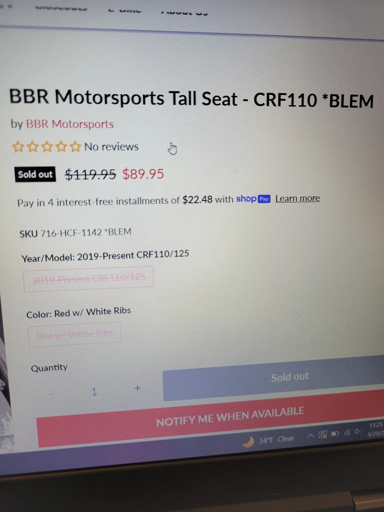 BLEM BBR Tall Seat For 2019 - Present CRF110 & CRF125F