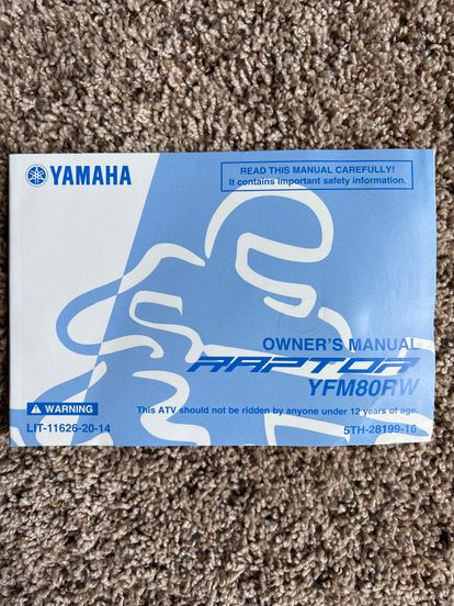 2007 Yamaha Raptor YFM80RW Owners manual