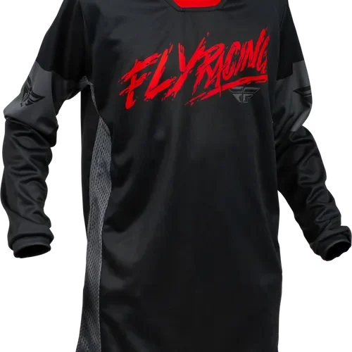 FLY RACING YOUTH KINETIC KHAOS JERSEY BLACK/RED/GREY