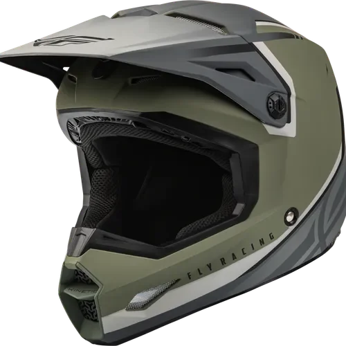 FLY RACING YOUTH KINETIC VISION HELMET MATTE OLIVE GREEN/GREY 