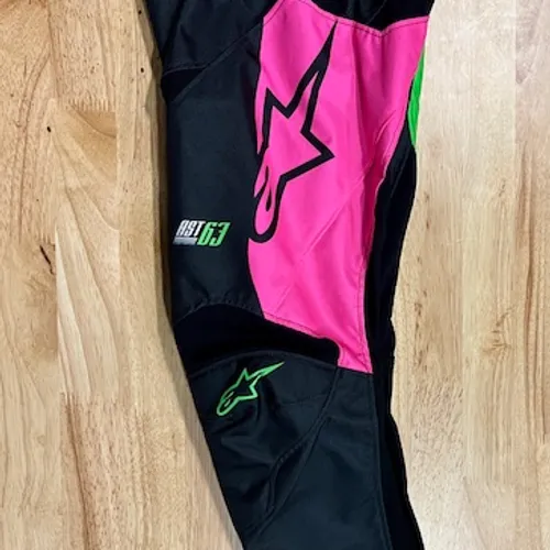ALPINESTARS YOUTH RACER COMPASS PANTS BLK/GRN NEON/PINK FLUO