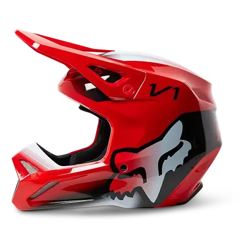 FOX YTH V1 TOXSYK HELMET DOT/ECE FLO RED