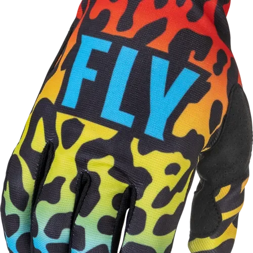 FLY RACING YOUTH LITE S.E. EXOTIC GLOVES RED/YELLOW/BLUE 