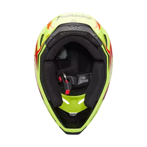 FOX YTH V1 STATK HELMET RD/YLW