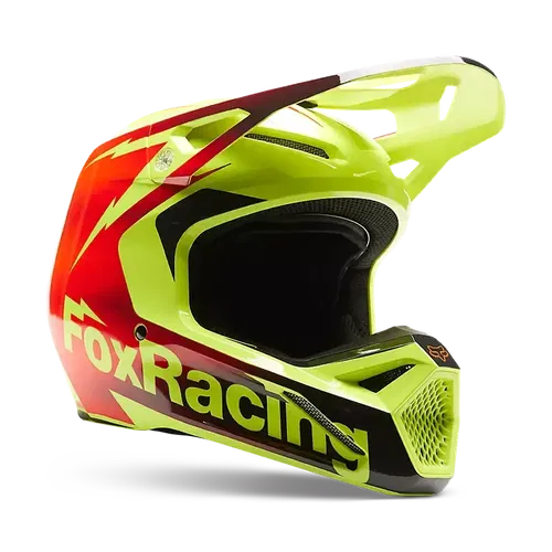 FOX YTH V1 STATK HELMET RD/YLW