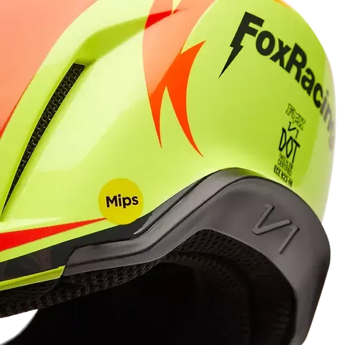 FOX YTH V1 STATK HELMET RD/YLW