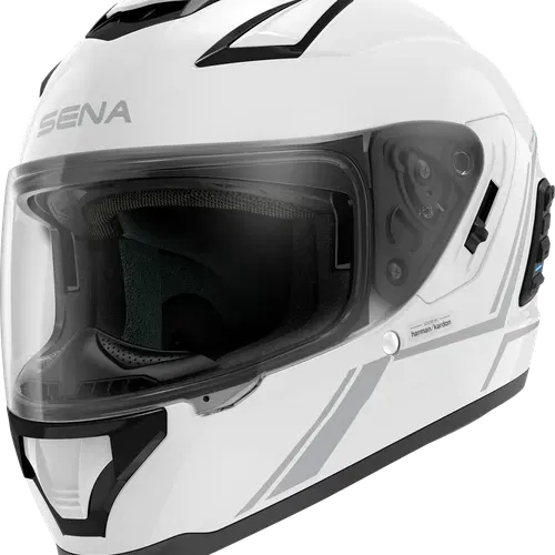 SENA STRYKER FULL FACE HELMET WITH MESH INTERCOM GLOSS WHITE MED