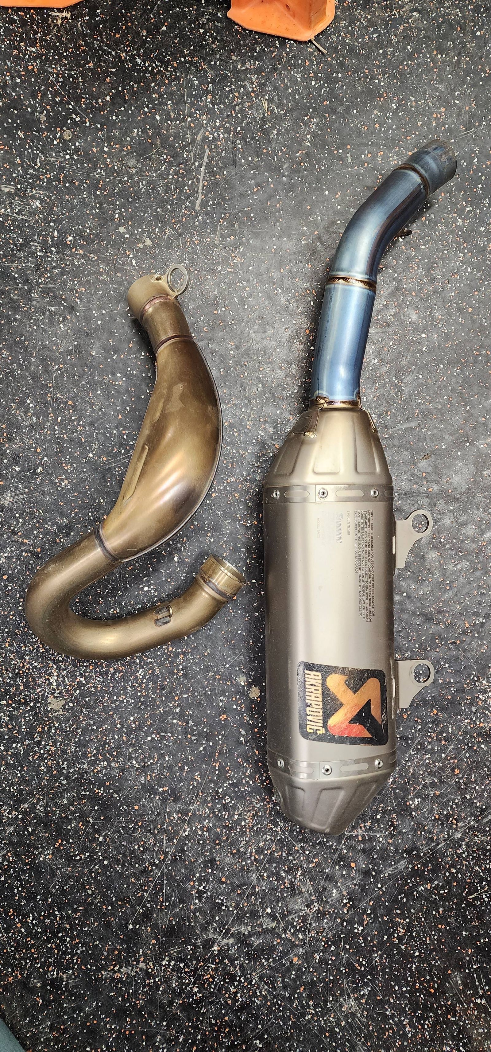 Akrapovic Ti Slip On Silencer & OEM Header. 18-22 KTM 450