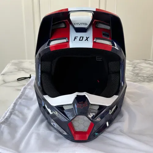 Fox V1 Ultra Helmet. Red/White/Blue 