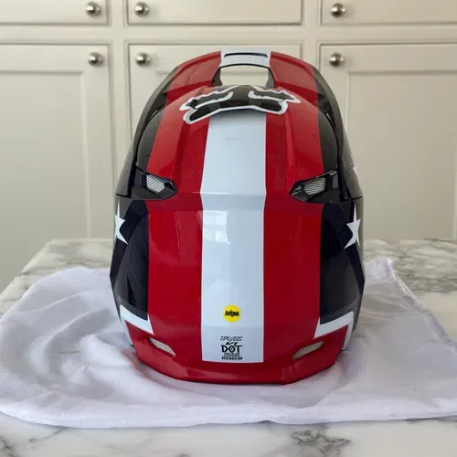 Fox V1 Ultra Helmet. Red/White/Blue 