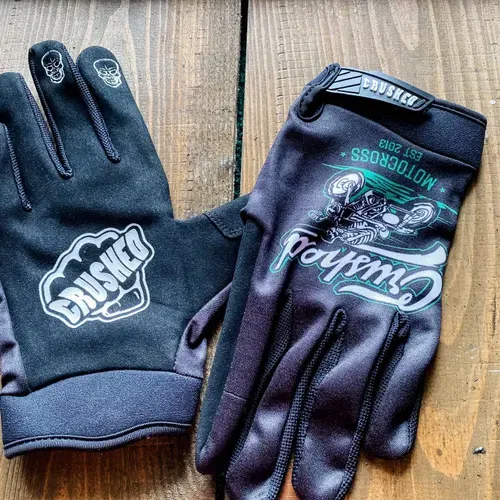 CRUSHED MX Motorcycle Teal And Black Gloves Size XL MX Locker
