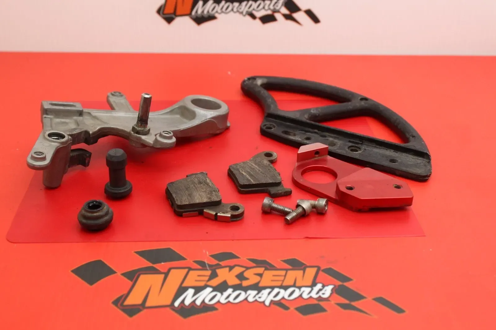 2008 Honda CRF250X Rear Caliper Hanger W/ Rotor Guard & Pads