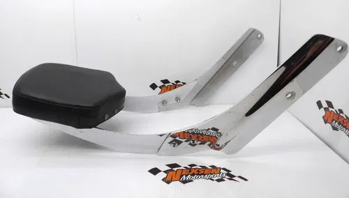 Motorcycle Sissy Bar Backrest Chrome w/ Pad – 4.75" Mount Spread Harley Style