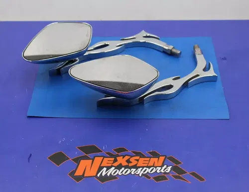 1999 Yamaha Road Star Rear View Flame Mirror Set Pair Mirrors