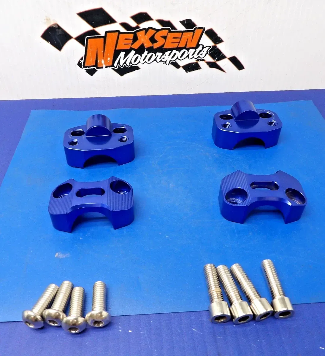 2001 Yamaha Blaster 200 Aftermarket Handlebar Mount Clamp Riser Bracket Set Blue