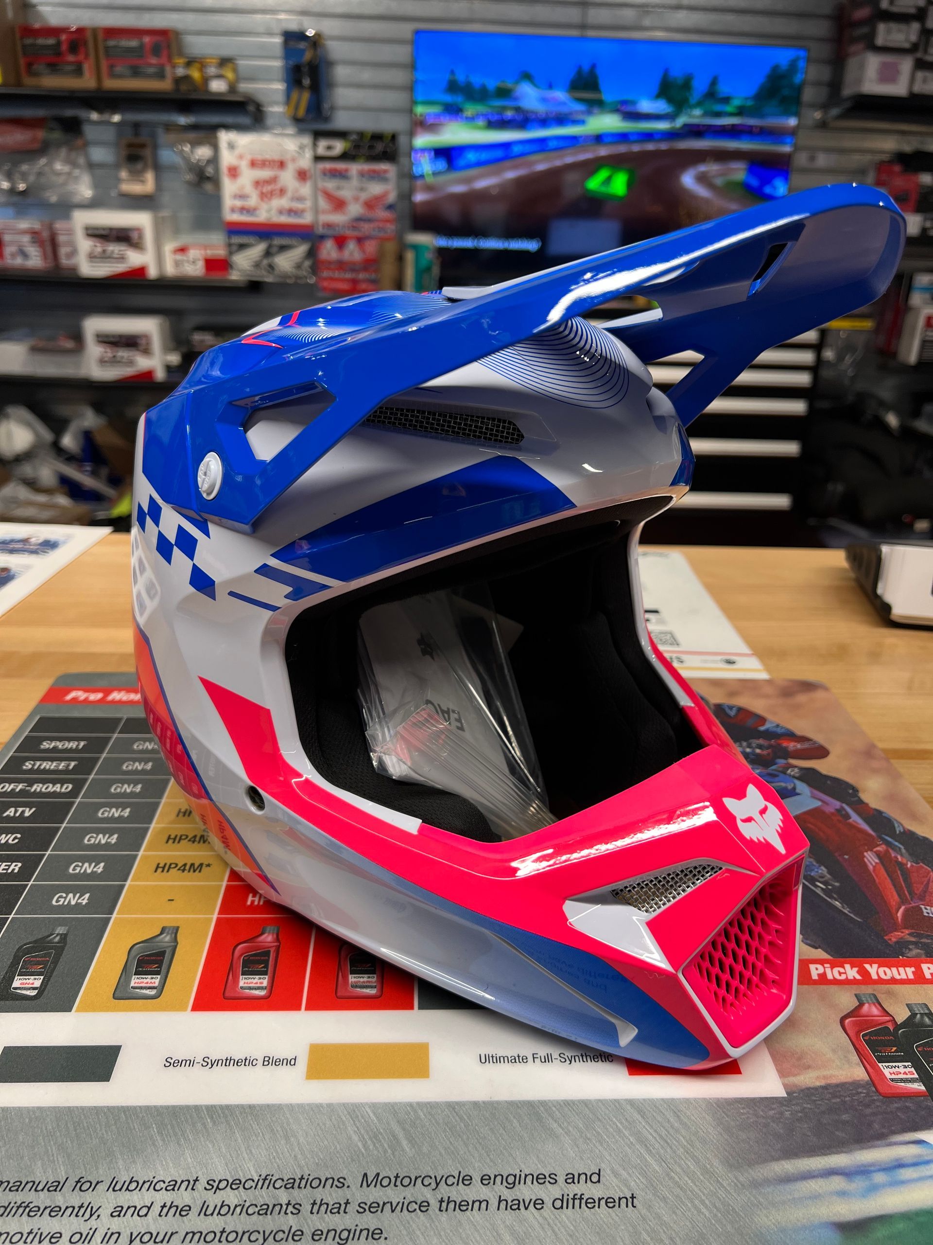Fox Racing V1 Collect Helmet - Blue/Pink